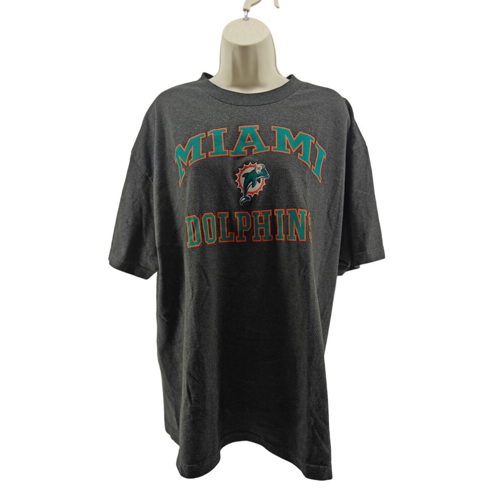 NFL Miami Dolphins Grey Short Sleeve Crew Neck Tee Mens Xlarge